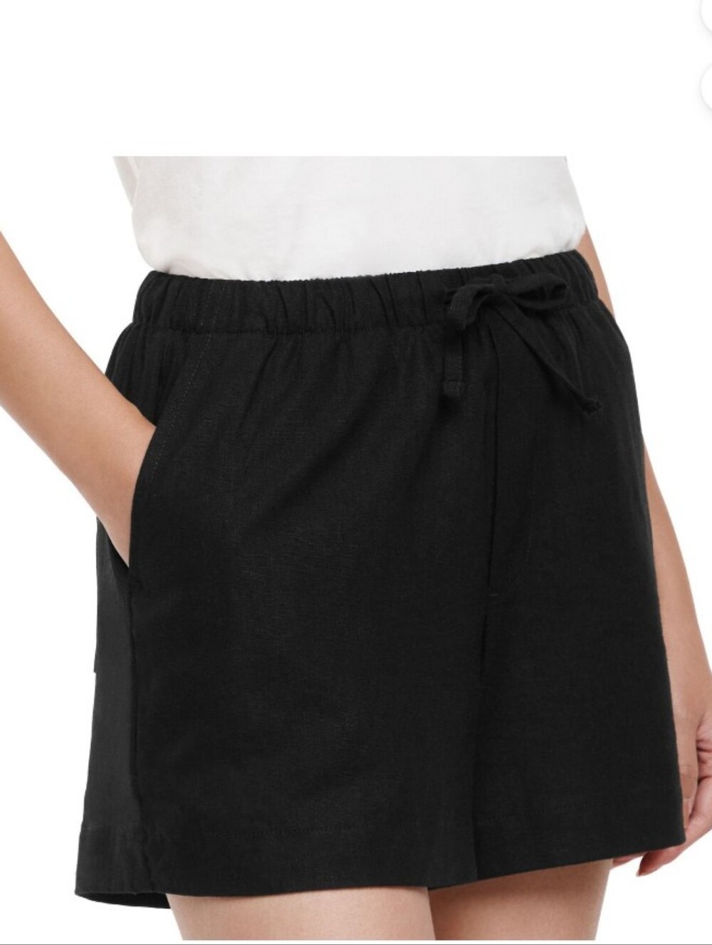 GAP Linen Blend Pull On Shorts Black Size LARGE New With Tags